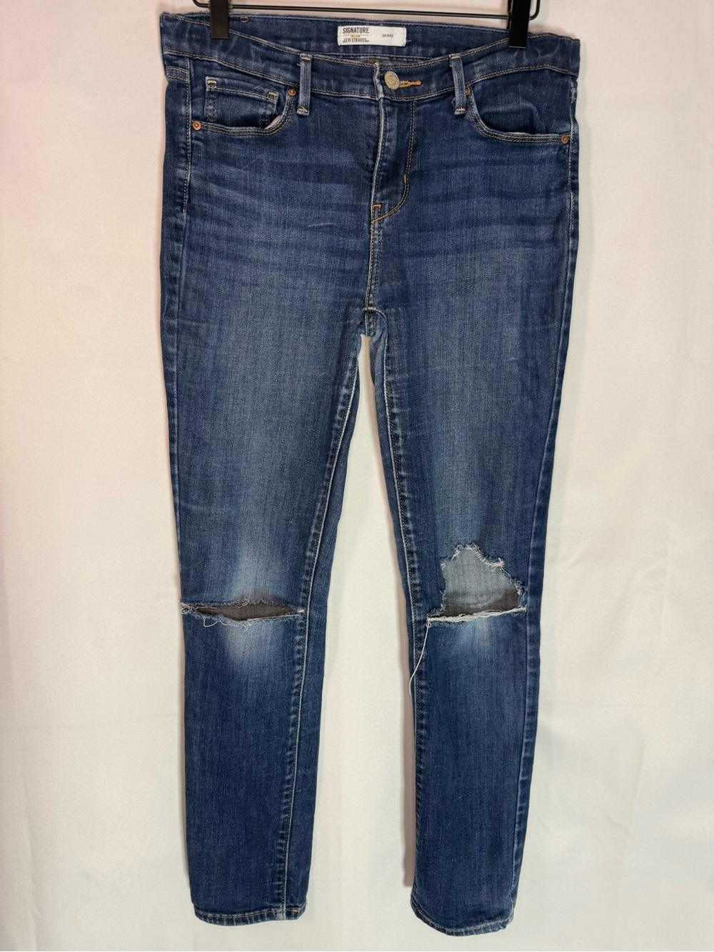 Levi Strauss - Signature Dark Blue Distressed Women's Skinny Jeans - Size 6